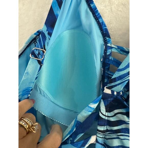 Peyton & Parker Blue Swirl One Piece Swimsuit 3X Beach Pool Summer - Picture 5 of 7